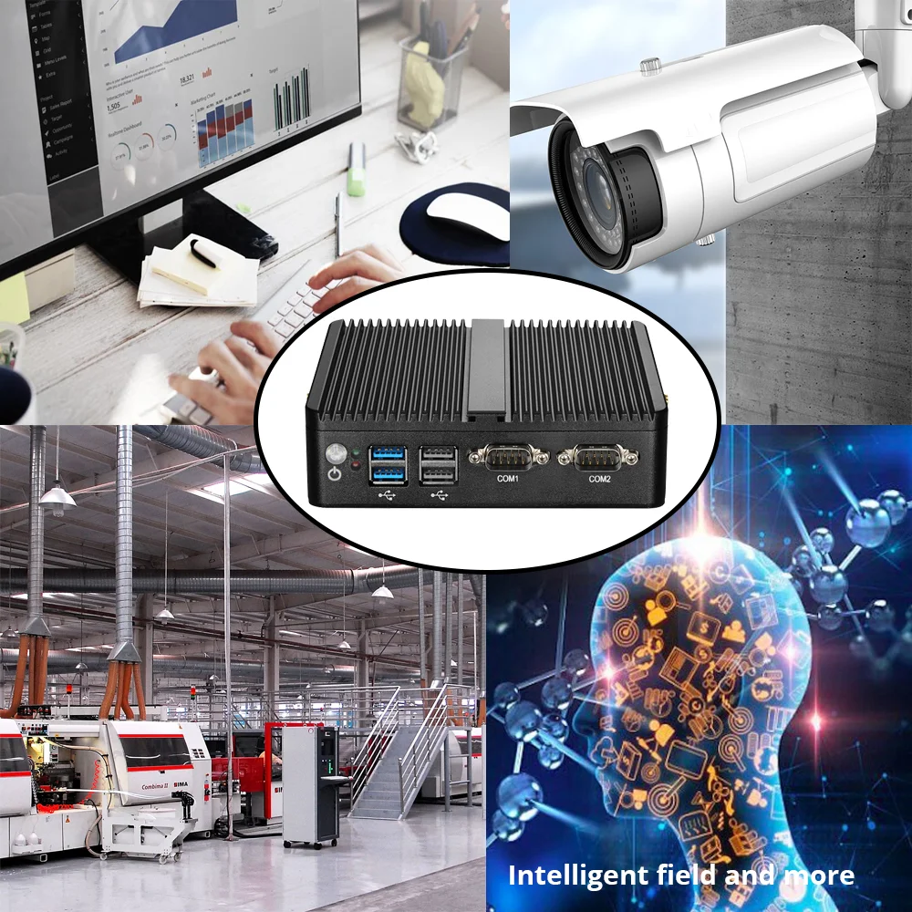 Mini computador Fanless industrial do PC, Intel Celeron J4125, Windows 10, ethernet do gigabit 2x, 2x RS232, DDR4, HDMI, VGA, WIFI, 3G, 4G - Image 6