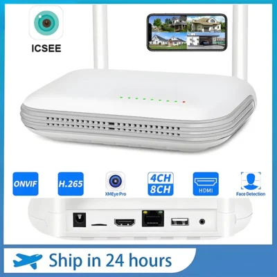 Gravador de vídeo em rede 8ch wifi nvr h.265 para sistema sem fio de 8mp 2.5 ''hdd suporte detecção facial cartão tf solt onvif icsee app