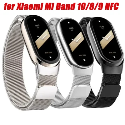 Pulseira milanesa loop para xiaomi mi banda 10/8/9 nfc pulseira smartwatch pulseira de metal miband9 pulseira magnética correa miband 8