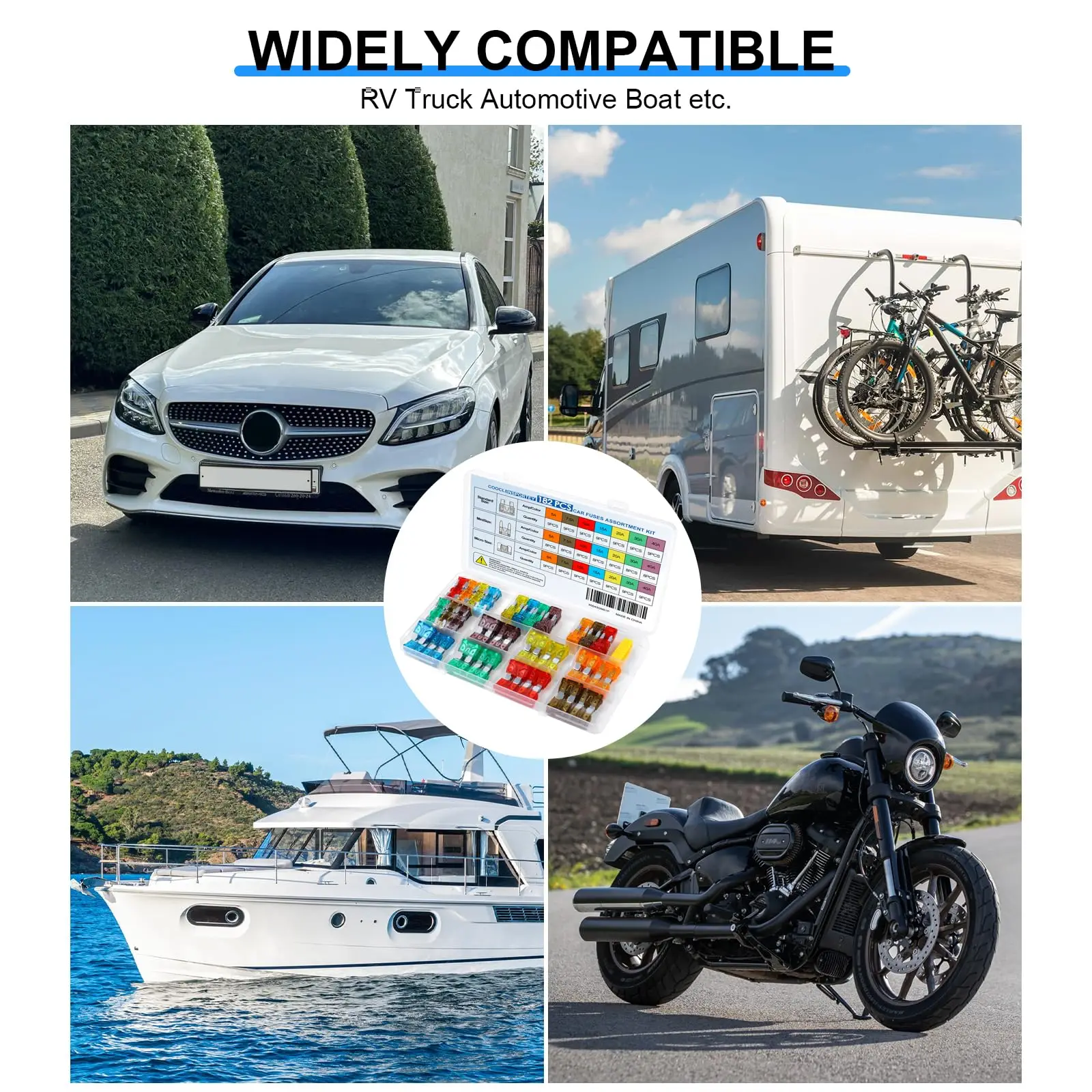 Kit de sortimento de fusíveis de lâmina de carro, 300/180/120 peças, caminhão automotivo, médio pequeno, fusível misto de circuito de motocicleta com caixa - Image 6