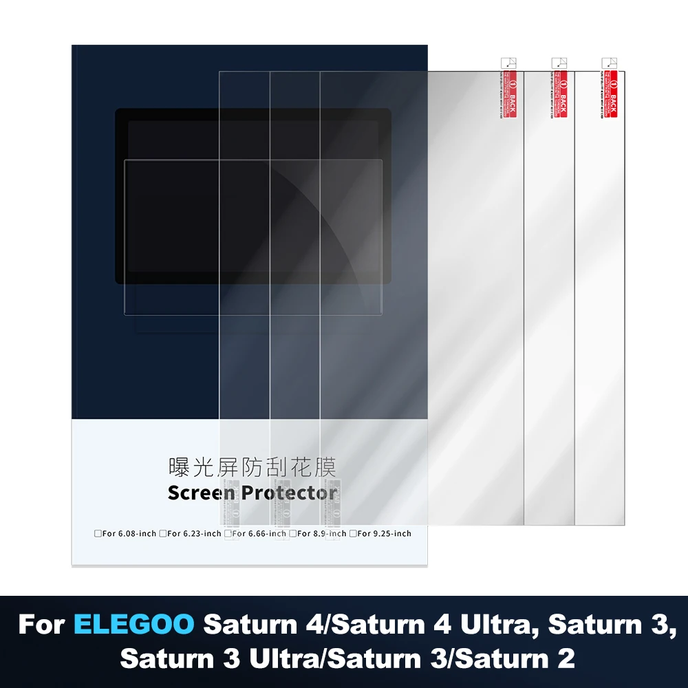 Película protetora de vidro temperado para tela LCD mono, 3 peças, para 10.1 polegadas, para Elegoo Saturn 4, Saturn 4 Ultra, Saturn 3, Saturn 2
