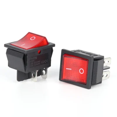2 peças kcd4 interruptor rocker resistente ac 20a/125v 16a/250v on off dpst 4 pinos com iluminação vermelha 220v alternância para aparelhos elétricos