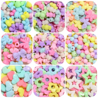 30/50/100 pçs bonito plástico acrílico contas verão coloful coração borboleta flor arco contas para fazer jóias diy pulseira suprimentos