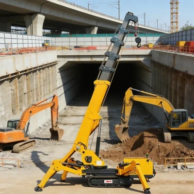 Grúa Araña de Servicio Pesado de 6 Toneladas, Grúa sobre Orugas Hidráulica con Control Remoto para Uso en Construcción e Industrial
