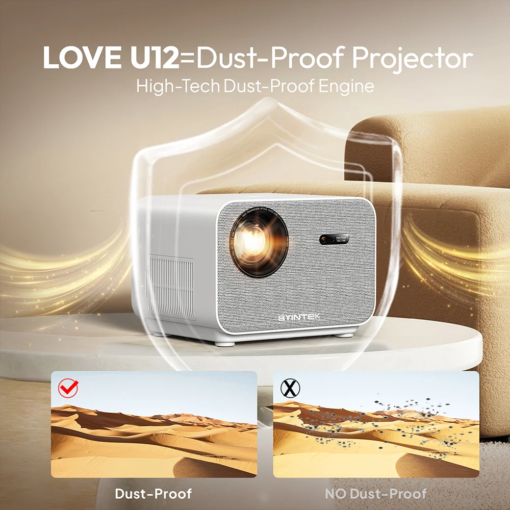 BYINTEK LOVE U12 Full HD 1080P Projetor 4K 800 ANSI Android WiFi 6 Projetores de home theater com foco automático para vídeo de reuniões de filmes - Image 4