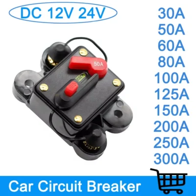 Inversor de fusível de redefinição de disjuntor à prova d'água DC12V 24V 60A 80A 100A 150A 200A 250A 300A Sistema solar doméstico