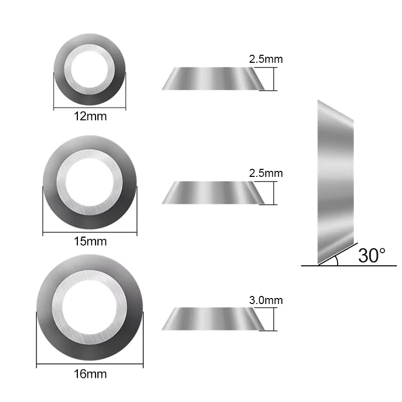 1pc 12/15/16mm Round Carbide Insert Cutter 16x3mm 12x2.5mm 15x2.5mm 30 Degree Inserts For CNC Lathe Wood Turning Cutting Tool - Image 6