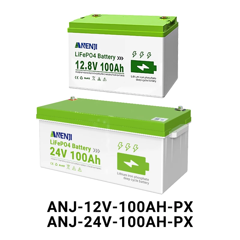 Bateria ANENJI 24V/12V 100AH LiFePO4 de Ciclo Profundo com BMS, Bateria de Fosfato de Ferro-Lítio para Energia Solar, Pacote de Baterias de Lítio - Image 7
