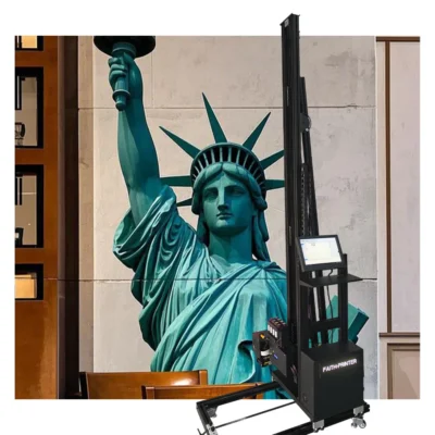 Fé efeito 3d automático vertical 3d uv máquina de pintura de parede 3m * 6m costura impressão impressora jato de tinta de parede com dx7 dx10