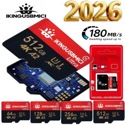 Cartões de Memória Universais TF/SD Micro TF/SD 64GB 128GB 512GB 4K U1 V10 para Vigilância, Drones e Gravadores de Vídeo