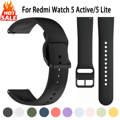 Pulseira de silicone de 22mm para redmi watch 5 active/5 lite, acessórios para smartwatch, pulseira redmi watch 5 lite, pulseira esportiva