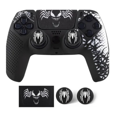 Anti-Slip Controller Skin Shell for PS5 Controller Silicone Cover Case with Rubber Thumb Grip Gaps and Touch Pad Sticker For PS5