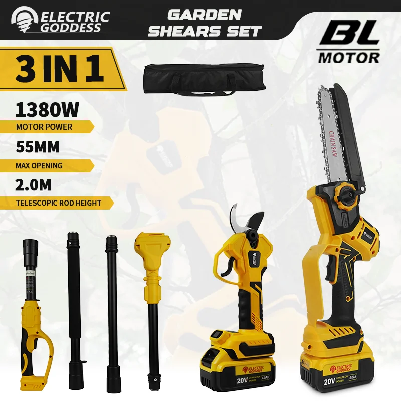 Motosierra eléctrica con poste telescópico sin escobillas de 6 pulgadas, sierra de rama alta, herramienta eléctrica de poda para jardín, Pin de batería Dewalt de 20V