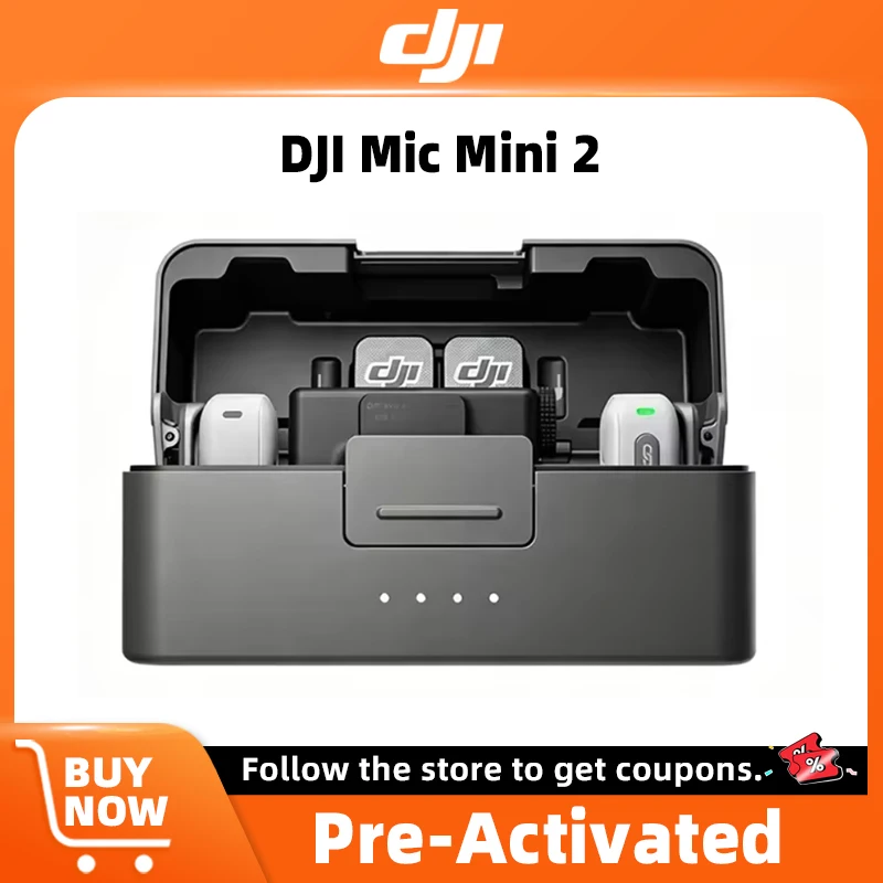 Micrófono Inalámbrico DJI Mic Mini 2, 48 Horas de Duración de Batería y Ahorro de Energía, Tres Ajustes de Tono de Voz, Cancelación de Ruido de Dos Niveles