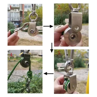 Polea giratoria tipo U, rodamiento dúplex de acero inoxidable 304, sistema de polea de rotación desmontable súper silencioso, rueda de tracción para gimnasio