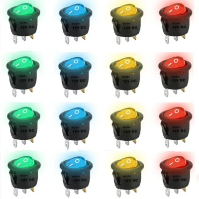 8 peças kcd1 liga/desliga 3 pinos 2 posições snap 20a 12v led vermelho interruptor rocker de barco redondo com led para substituição doméstica diy