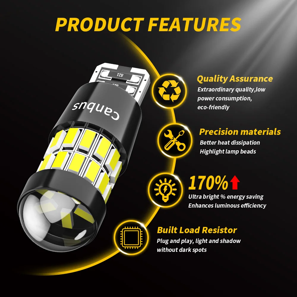 Dxz 2 peças w5w t10 lâmpadas led lente 30smd 12v wy5w canbus folga do carro interior cúpula luz de sinal de estacionamento para bmw audi mercedes - Image 4