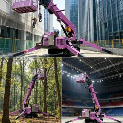 Grúa Araña Telescópica con Elevación de 360 Grados ° Grúa Mini Sobre Orugas Eléctrica Hidráulica de 9.2m de Alcance y 3 Toneladas de Capacidad para Tareas de Elevación Diarias