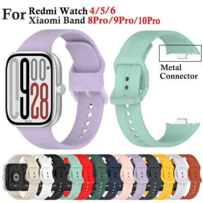 Pulseira de Silicone Macio para Redmi Watch 4 5 6 Smartwatch Esportivo, Bracelete Substituível para Xiaomi Mi Band 8 9 10 Pro