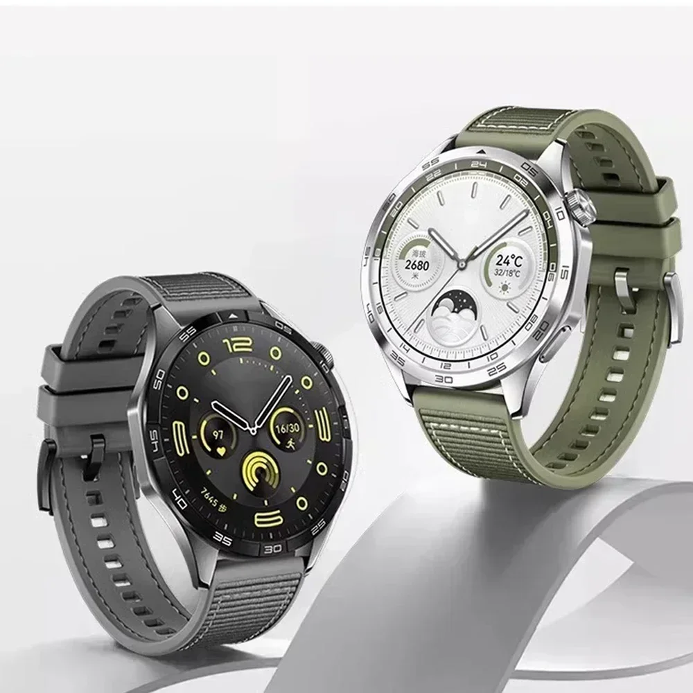 Pulseira de silicone + tecido de 22mm para huawei watch gt4 gt5 pro 46mm watch 4/3 pro pulseira smartwatch para huawei watch gt runner cinto correa - Image 2