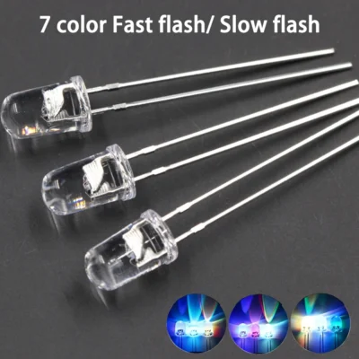 Kit de Luzes LED RGB F5 5MM 7 Cores com Emissão Rápida/Lenta de Luzes Multicoloridas para Projetos DIY com Arduino