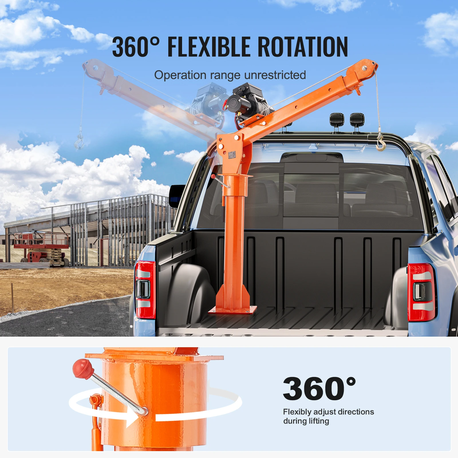 Grúa Eléctrica para Camión de 2200 lb, 360 Grados ° Grúa giratoria plegable con cabrestante eléctrico de 6000 lbs para levantar mercancías - Image 5