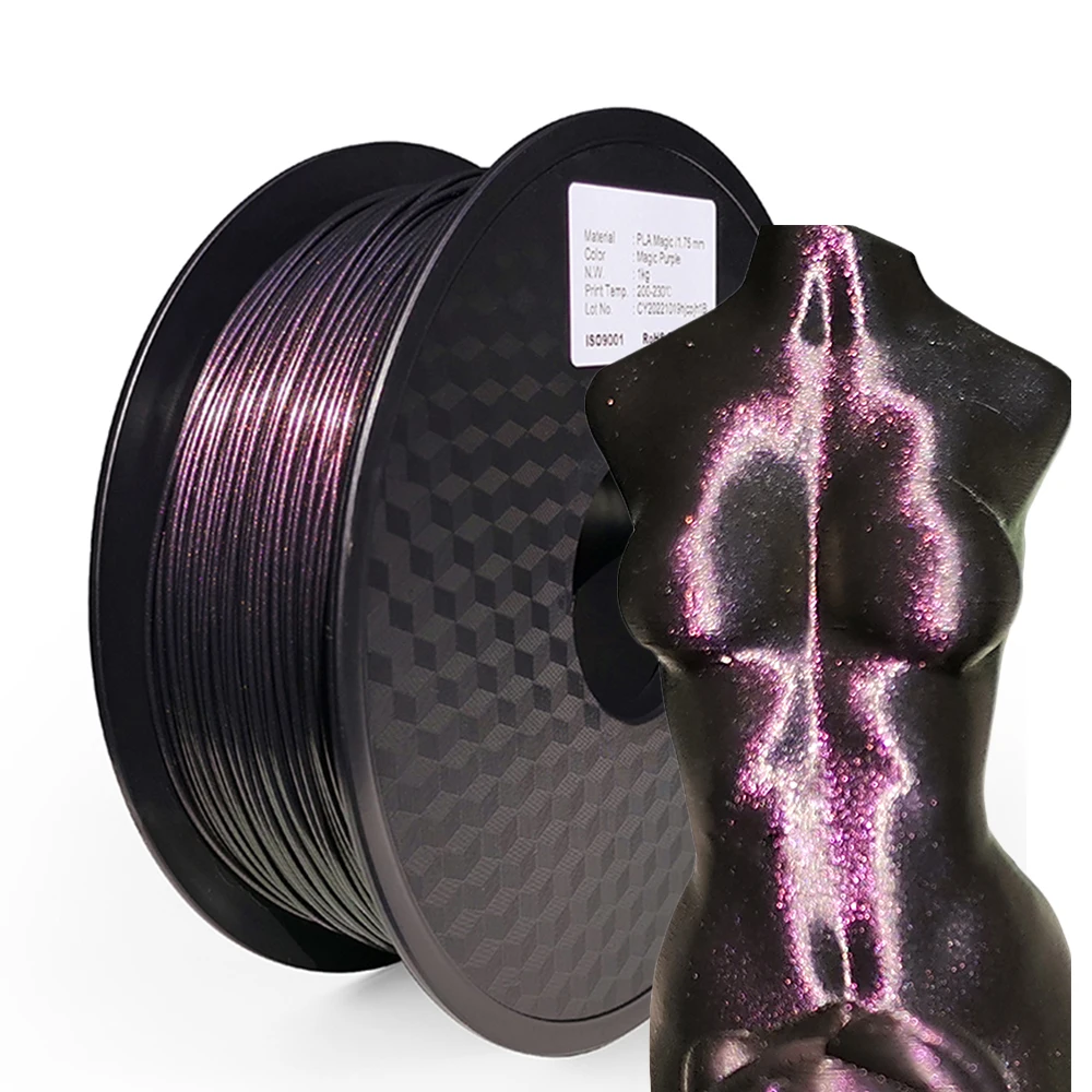 Filamento para Impressora 3D Glitter PLA 1.75mm 1kg 500g 250g Filamento Mágico PLA Material de Impressão 3D Filamento de Sublimação Dourado Verde - Image 7