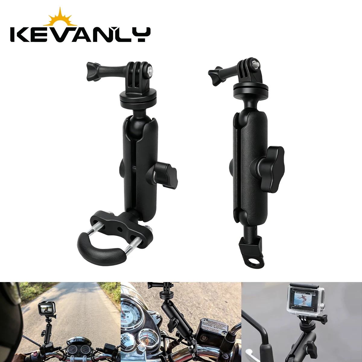 Soporte para teléfono con cámara deportiva para motocicleta y bicicleta, soporte para espejo de manillar para cámaras de acción GoPro/DjI/Insta 360/teléfonos
