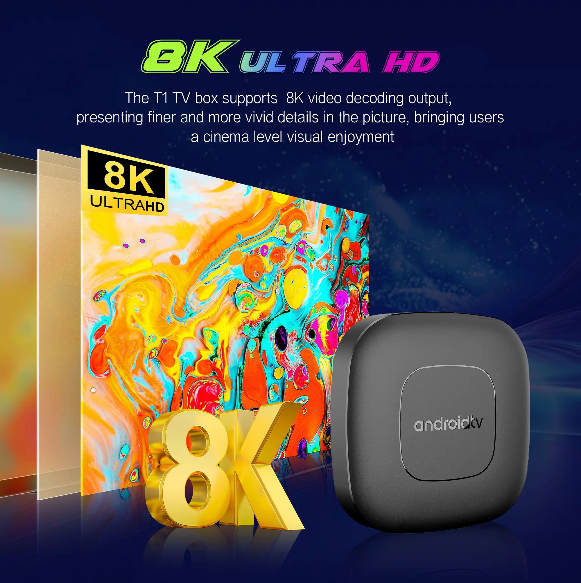 TV Box Android 16 com Google Assistant, Controlo por Voz, 8GB, 128GB, 256G, 4K, Wi-Fi 6, Bluetooth 5.0, T1 RK3518, Reprodutor de Vídeo 4K, TV Box - Image 5