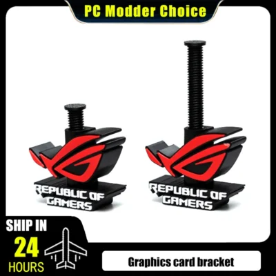 Suporte para Placa Gráfica Personalizado com Logo ROG, Ajustável de 6-10cm Suporte para GPU Impresso em 3D, Preto/Branco