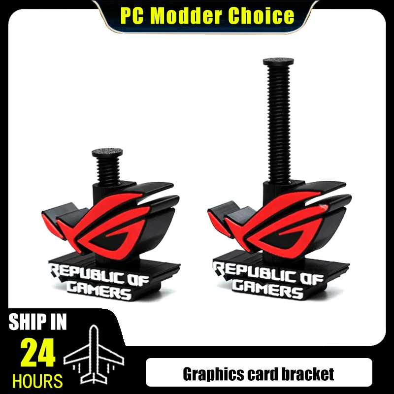 Suporte para Placa Gráfica Personalizado com Logo ROG, Ajustável de 6-10cm Suporte para GPU Impresso em 3D, Preto/Branco
