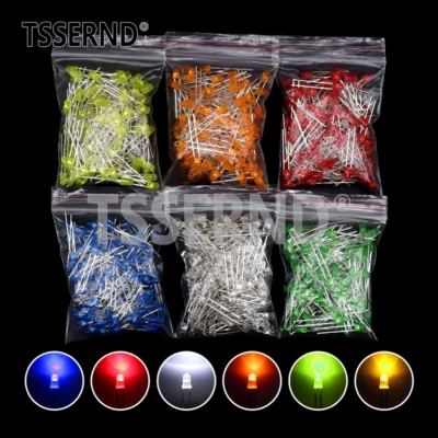 60 peças/100 peças 3mm diodo led f3 kit sortido branco verde vermelho azul amarelo laranja rosa roxo branco quente diy diodo emissor de luz