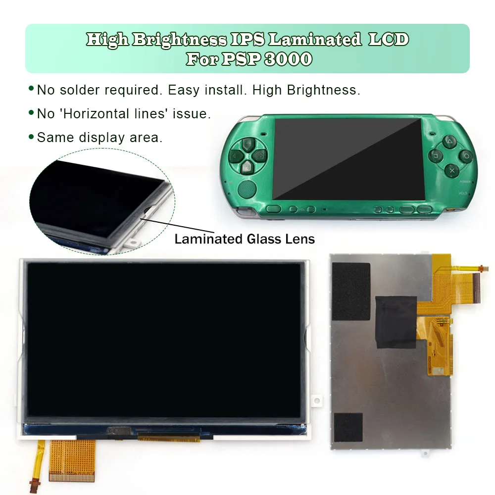 HISPEEDIDO without Lamination or Laminated IPS LCD Screen For PSP3000 Console For PSP 3000 Backlight Display High Brightness