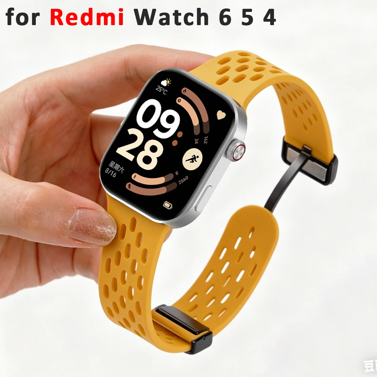 Pulseira de Silicone para Redmi Watch 6 5 4, Pulseira Esportiva para Xiaomi Miband 8Pro 9Pro NFC, Acessórios Magnéticos para Pulso