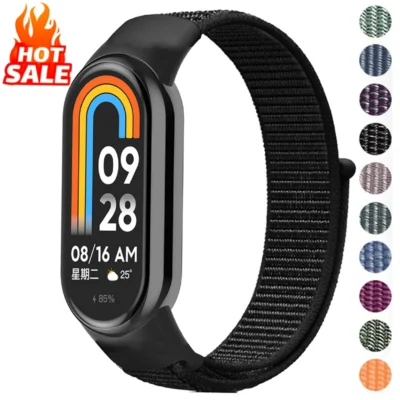 Pulseira de nylon para xiaomi mi band 10 9 8, pulseira de substituição, pulseira xiaomi smart band 10 9 8 nfc