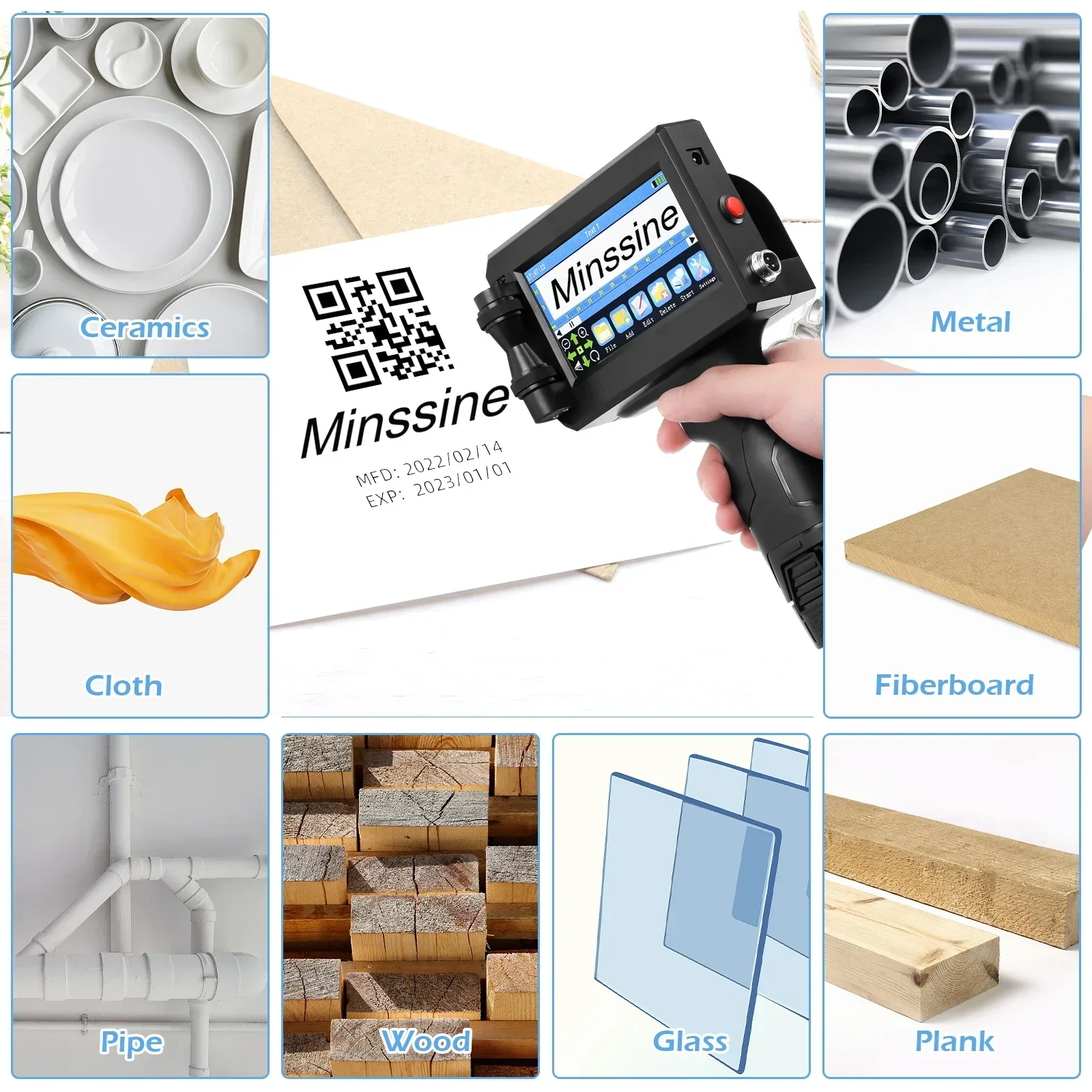 Impressora jato de tinta portátil de 12.7/25.4mm, para código de barras qr, lote, data, logotipo, data de validade, máquina de codificação, não criptografada, 25 idiomas - Image 4