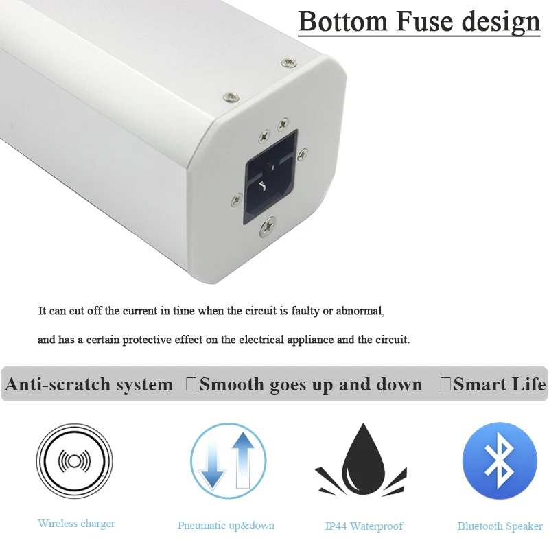 Plugue brasileiro de elevação pneumática para cozinha, tomada pop up com 4 tomadas de energia, alto-falante, usb (a + c), carregador sem fio pd - Image 3