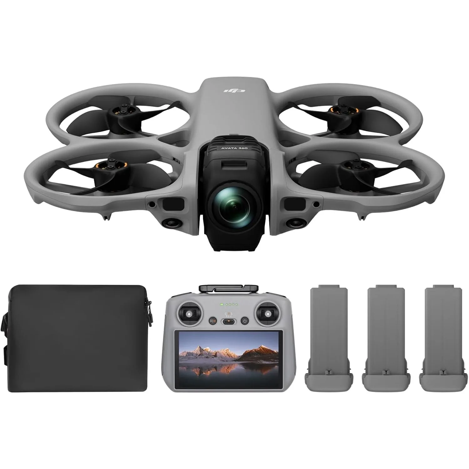 DJI Avata 360 Fly More Combo (RC 2), 8K 360 ° Cámara con Sensor de 1 Pulgada, Dron Aéreo FPV, Controlador con Pantalla Integrada, 3 Baterías