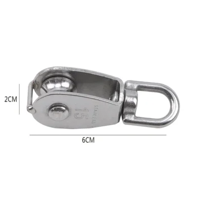 Polea de acero inoxidable M15/M25, rueda simple/doble, juego de polea de cuerda de elevación giratoria, herramientas de rueda de elevación de polea de grúa de cuerda de alambre
