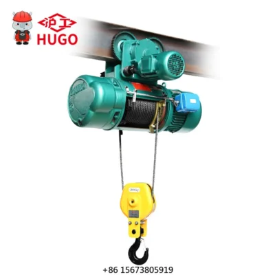 HUGO 10 Tons 9 Meters CD1 Alloy Steel Wire Rope Electric Hoist Winch 380V 3 Phase Customizable Lifting Height 1 Year Warranty