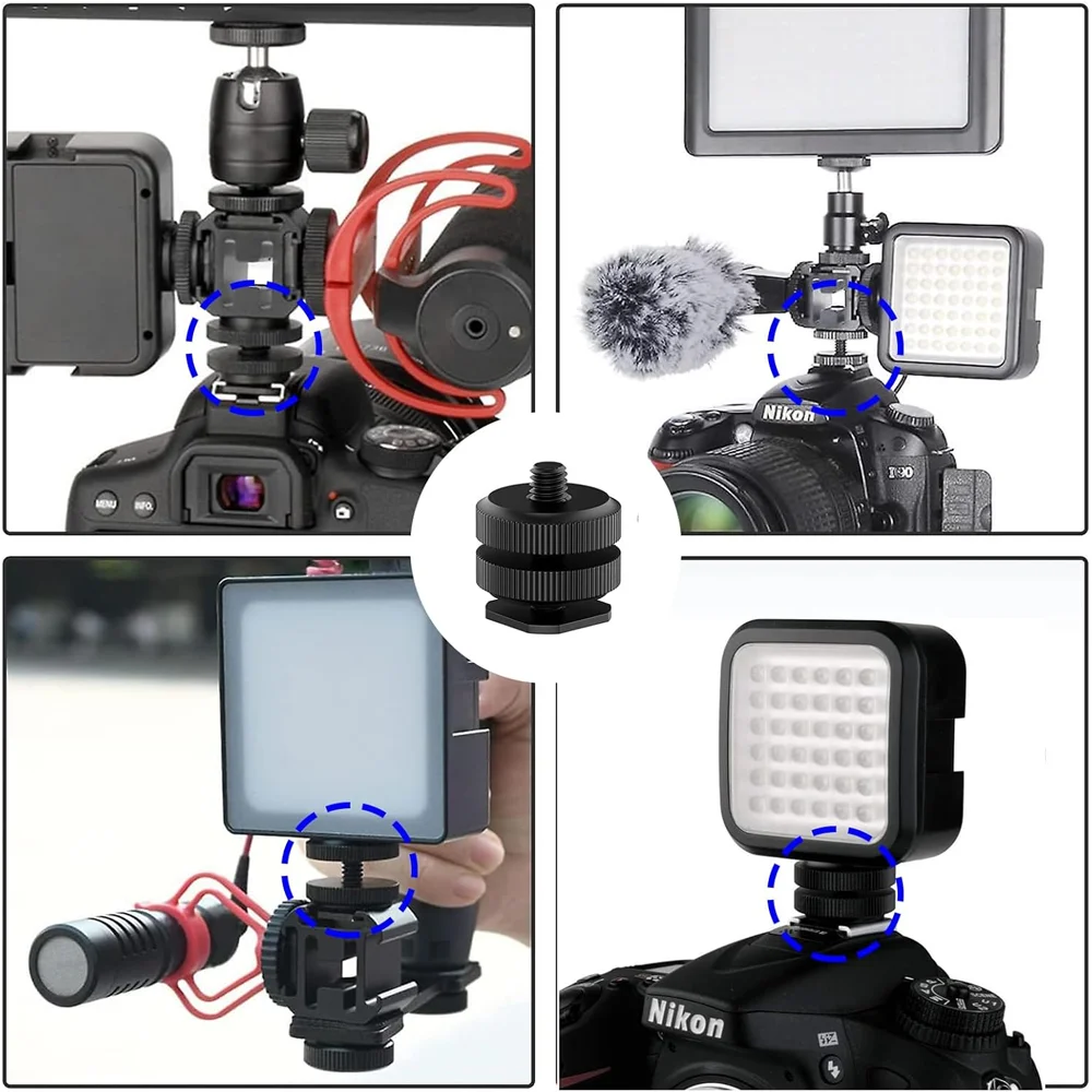 Adaptador de Zapata de Aleación de Aluminio a Tornillo de 1/4" para Cámara GoPro DSLR, Luz LED, Monitor, Micrófono, Accesorio de Fotografía para Vlog - Image 4