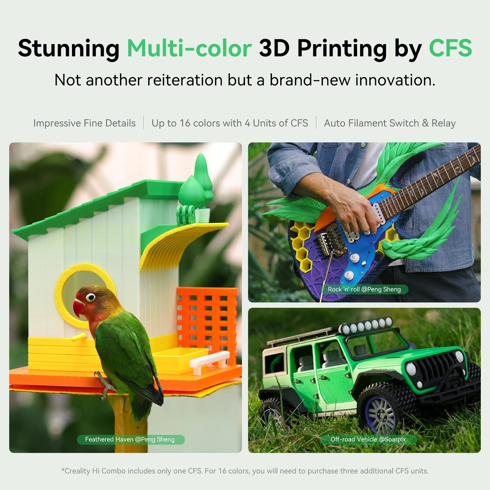 Creality hi combo impressora 3d multicolorida com sistema de filamento anti-umidade 4x cfs nivelamento automático extrusora de acionamento direto - Image 6