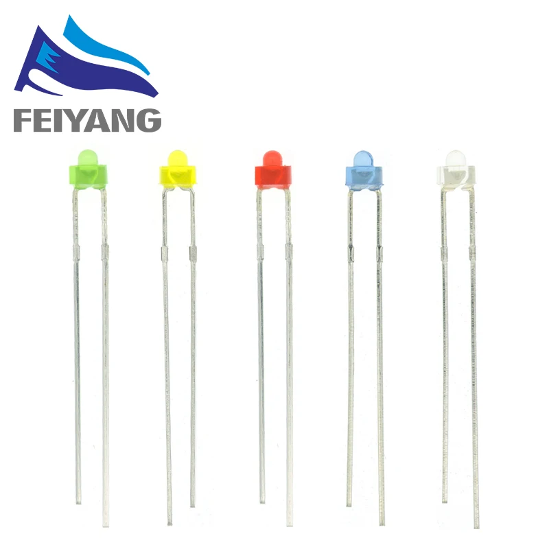 30 peças 1.8mm led diodo luz difusa kit sortido verde azul branco amarelo vermelho componente diy novo original