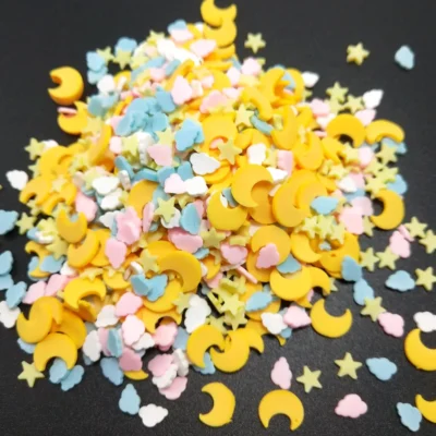 50g estrela amarela/nuvens argila de polímero para artesanato diy plástico klei partículas de lama fatias para enchimento de lodo/acessórios de arte de unha
