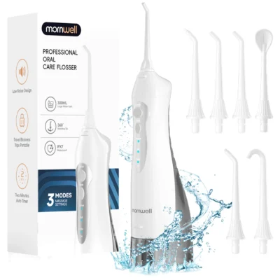 D52 Irrigador Bucal Portátil Sem Fio Recarregável USB Jato de Água para Limpeza de Dentes 6 Pontas de Jato 300ml 3 Modos Limpeza Dental para Viagem