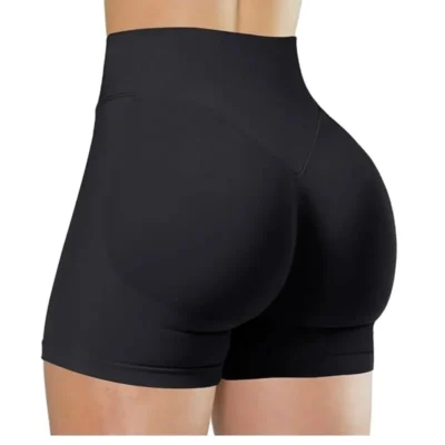 Shorts Esportivos Femininos Sem Costura, Leggings Slim de Cintura Alta para Treino, Yoga, Corrida, Ciclismo e Fitness com Efeito Levanta Bumbum