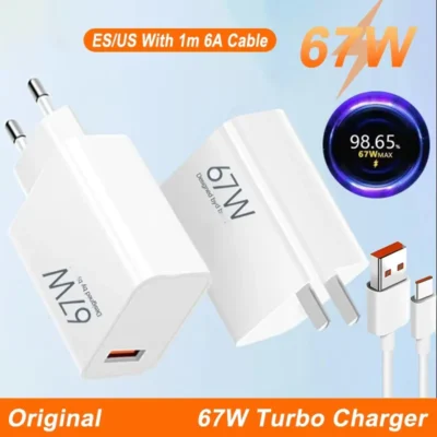 Carregador Turbo Original de 67W Super Rápido Adaptador EU para Mi 14 Ultra 13T 12 Lite 11T Redmi Note Poco Xiaomi Smartphone