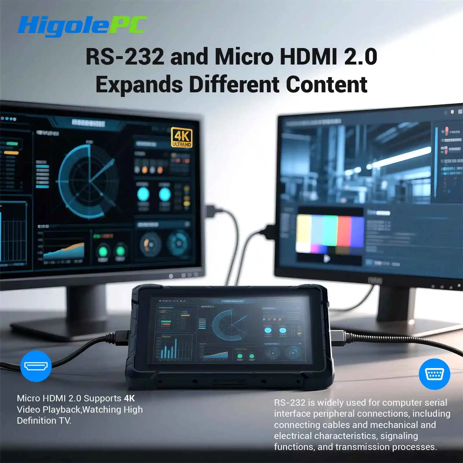 Higole F7N Mini PC Tablet Rugged de 10 Polegadas N4000 RK3399 Computador Industrial WiFi5.0 BT4.2 USB3.0*2 Tipo-C Windows 11 Pro 4K HD - Image 4