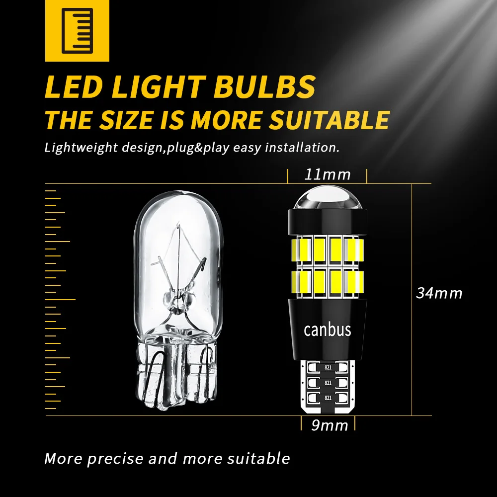 Dxz 2 peças w5w t10 lâmpadas led lente 30smd 12v wy5w canbus folga do carro interior cúpula luz de sinal de estacionamento para bmw audi mercedes - Image 2