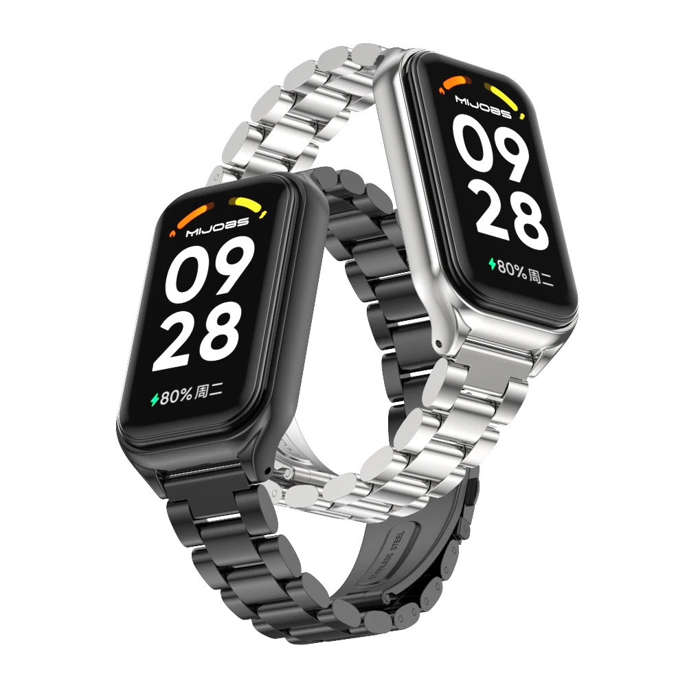 Pulseira de aço inoxidável, Correia para Xiaomi Mi Band 8 9 Pulseira Ativa, Relógio inteligente - Image 4